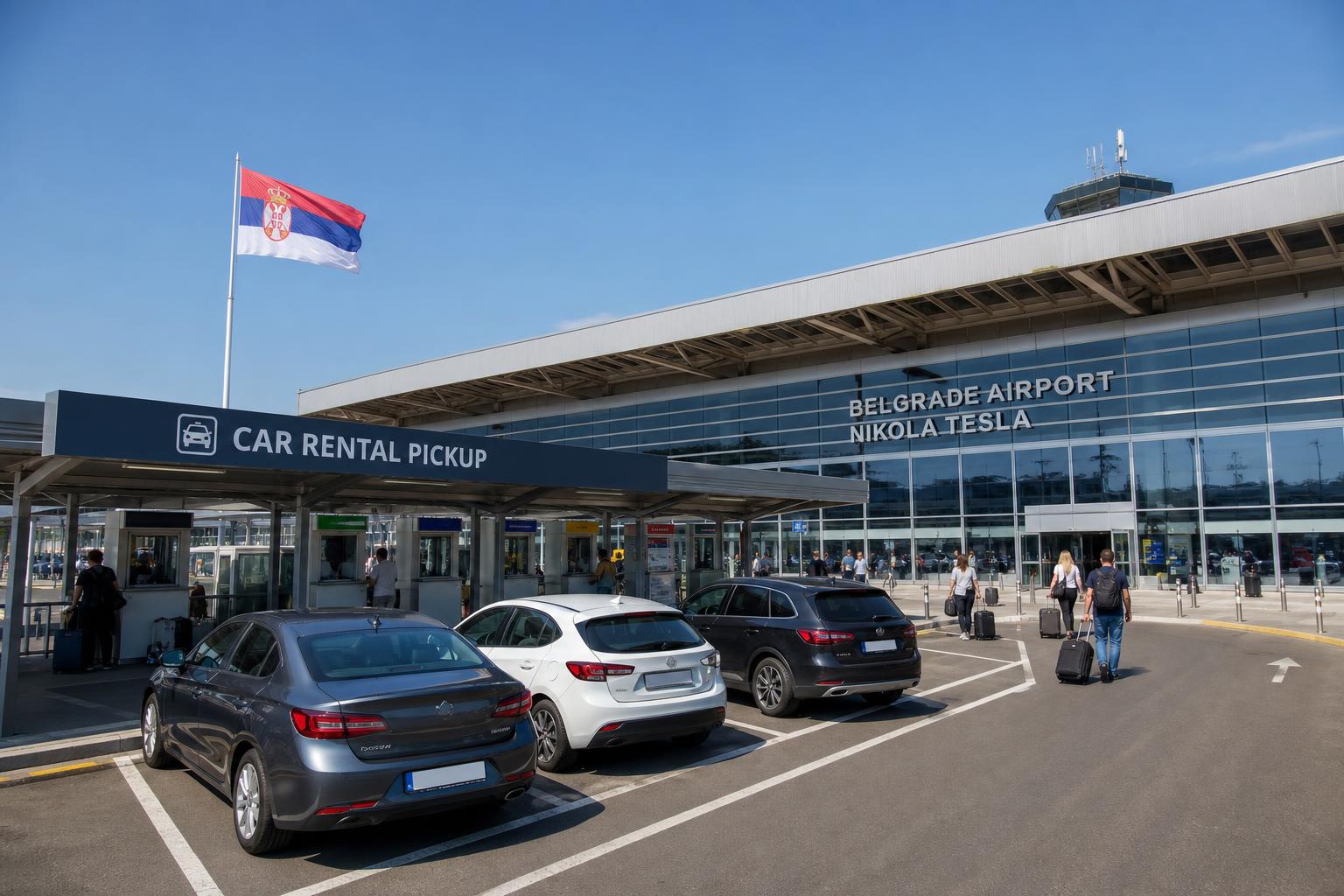 Belgrade Nikola Tesla Airport and rental-car pickup area